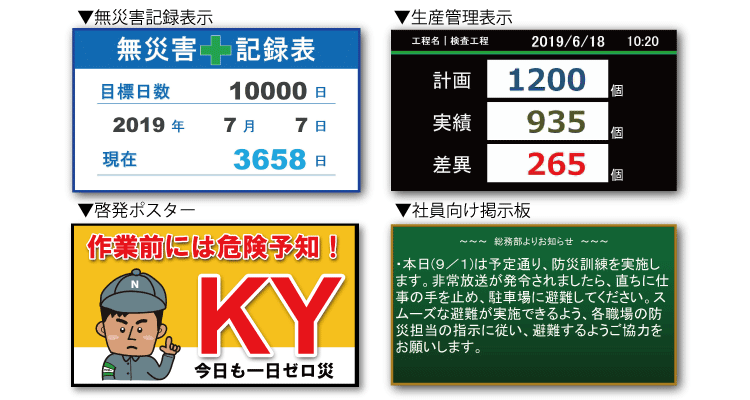 デジタルサイネージ工場内使用例